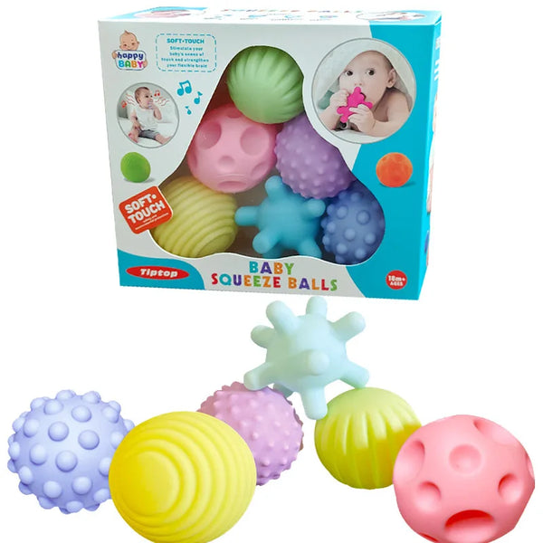 Six-piece textured sensory balls soft baby toy set