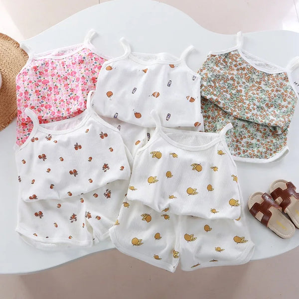 Girls' Tank & Shorts Set Square Collar - Kindle Kids ABC
