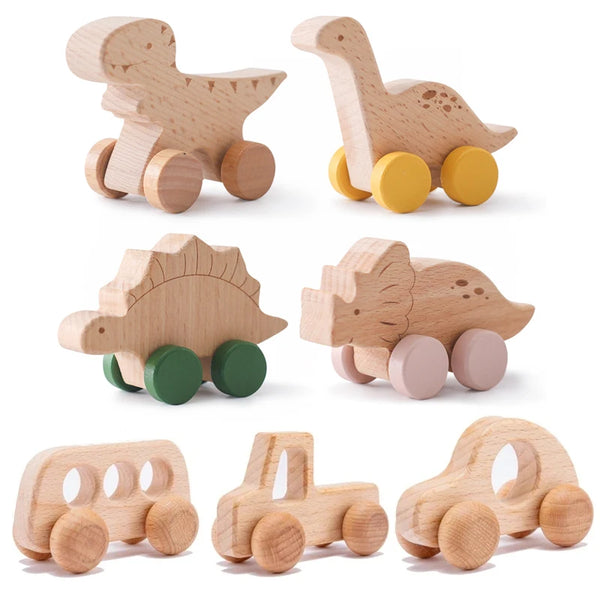 Wooden Beech Push Toy — Dinosaurs & Vehicles | 1-4Y - photo 1