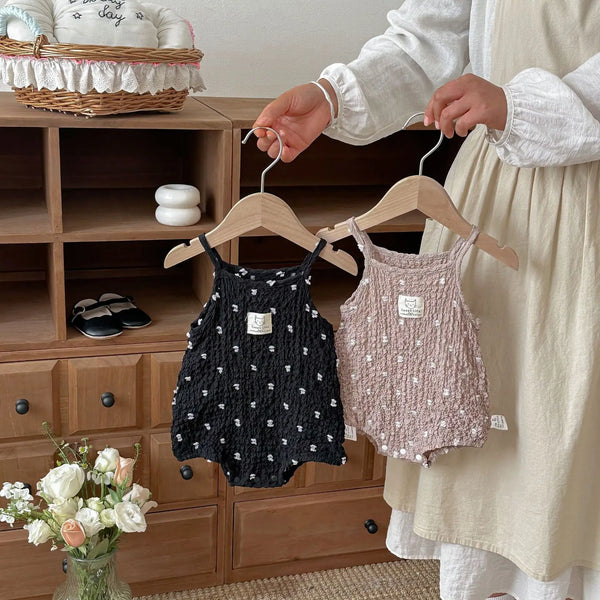 Baby Girl Polka Dot Cami Bodysuit — 100% Cotton Sleeveless Romper | 3–24M - photo 1