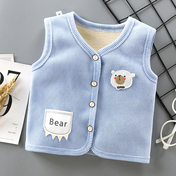 Kids Corduroy Padded Vest — Warm Sleeveless Jacket, Unisex - photo 1