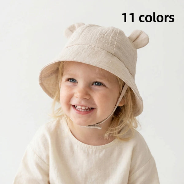 Baby rabbit-ear cotton bucket sun hat
