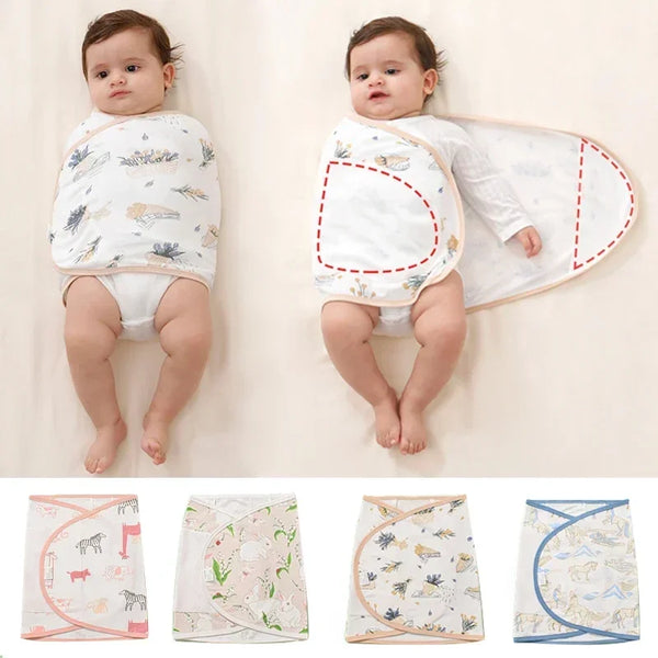 Anti-startle muslin cotton swaddle wrap for newborn baby sleep