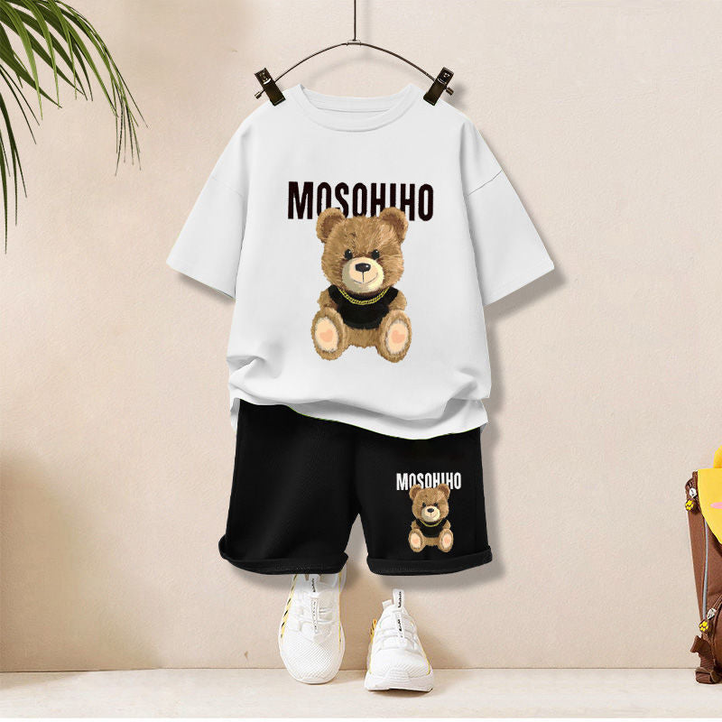 Kids Cotton T-Shirt & Shorts Set – Fun Animal & Bear Prints | 16 Designs | 3–8Y - photo 3
