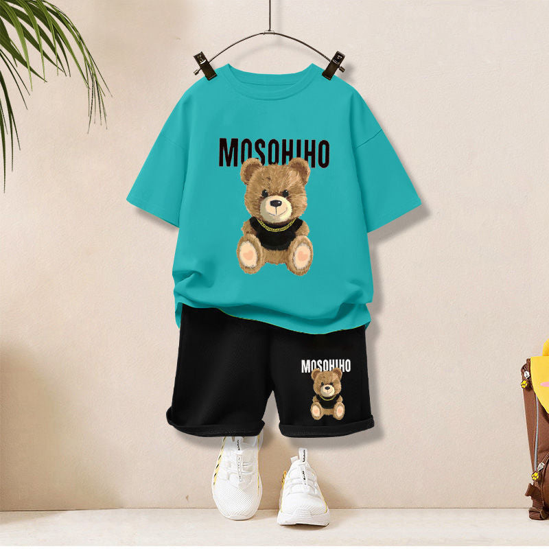 Kids Cotton T-Shirt & Shorts Set – Fun Animal & Bear Prints | 16 Designs | 3–8Y - photo 23