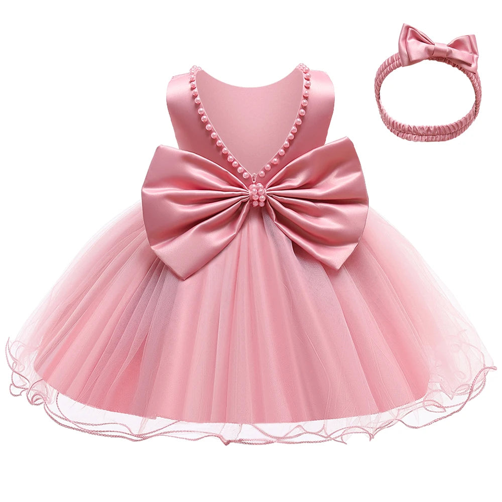 Baby Christening Princess Dress — Pearl Bodice & Tulle | 3M–2T - photo 7