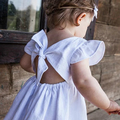 Baby Girls Cotton Linen Flying Sleeve Dress - photo 9