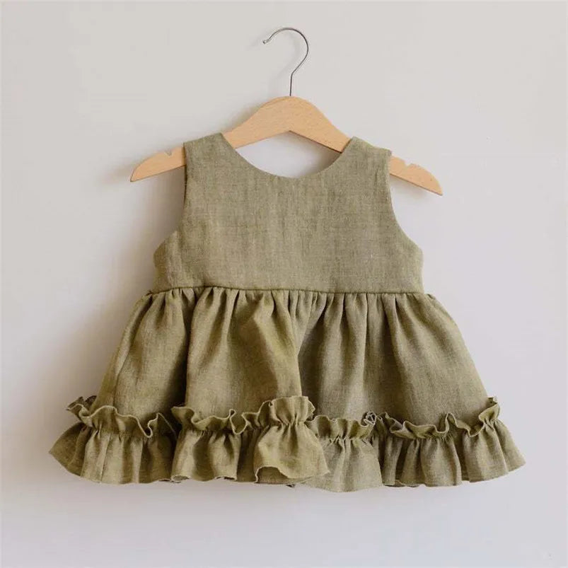 Baby Girl Linen Ruffle Top and Bloomer Shorts Set