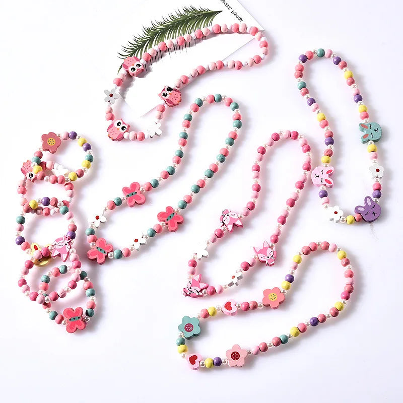 Kids Cartoon Animal Necklace Bracelet Set 25 Styles 5-10Y - photo 3