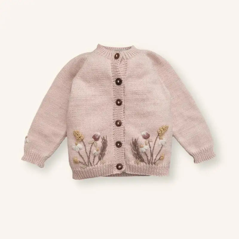 Embroidered Cotton Cardigan Toddler 12M-6Y — Soft Knit Floral Top - photo 5