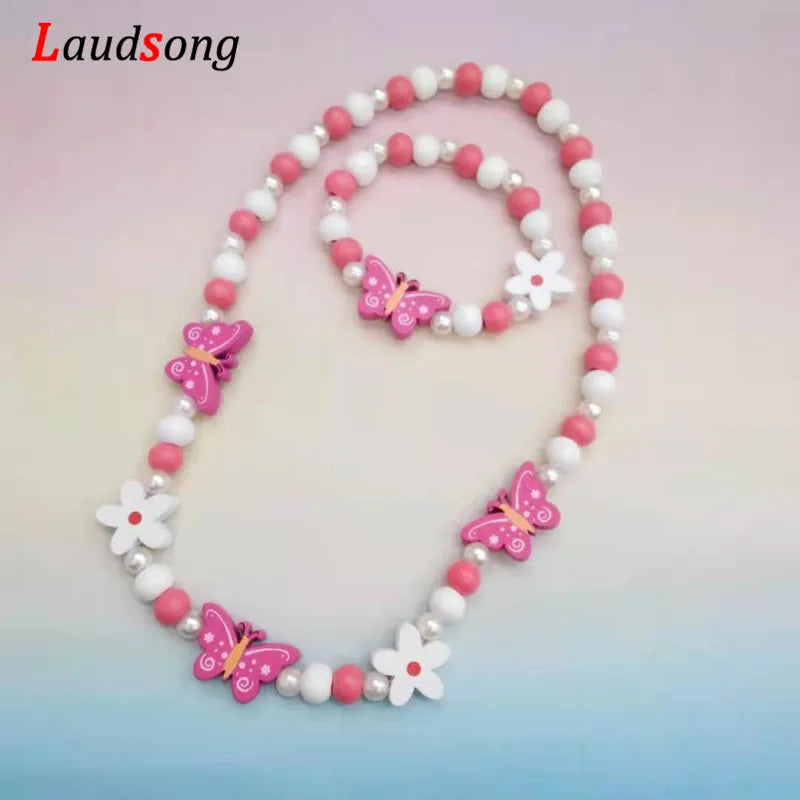 Wooden Unicorn Necklace Bracelet - Cartoon Animal Charms Kids - photo 4
