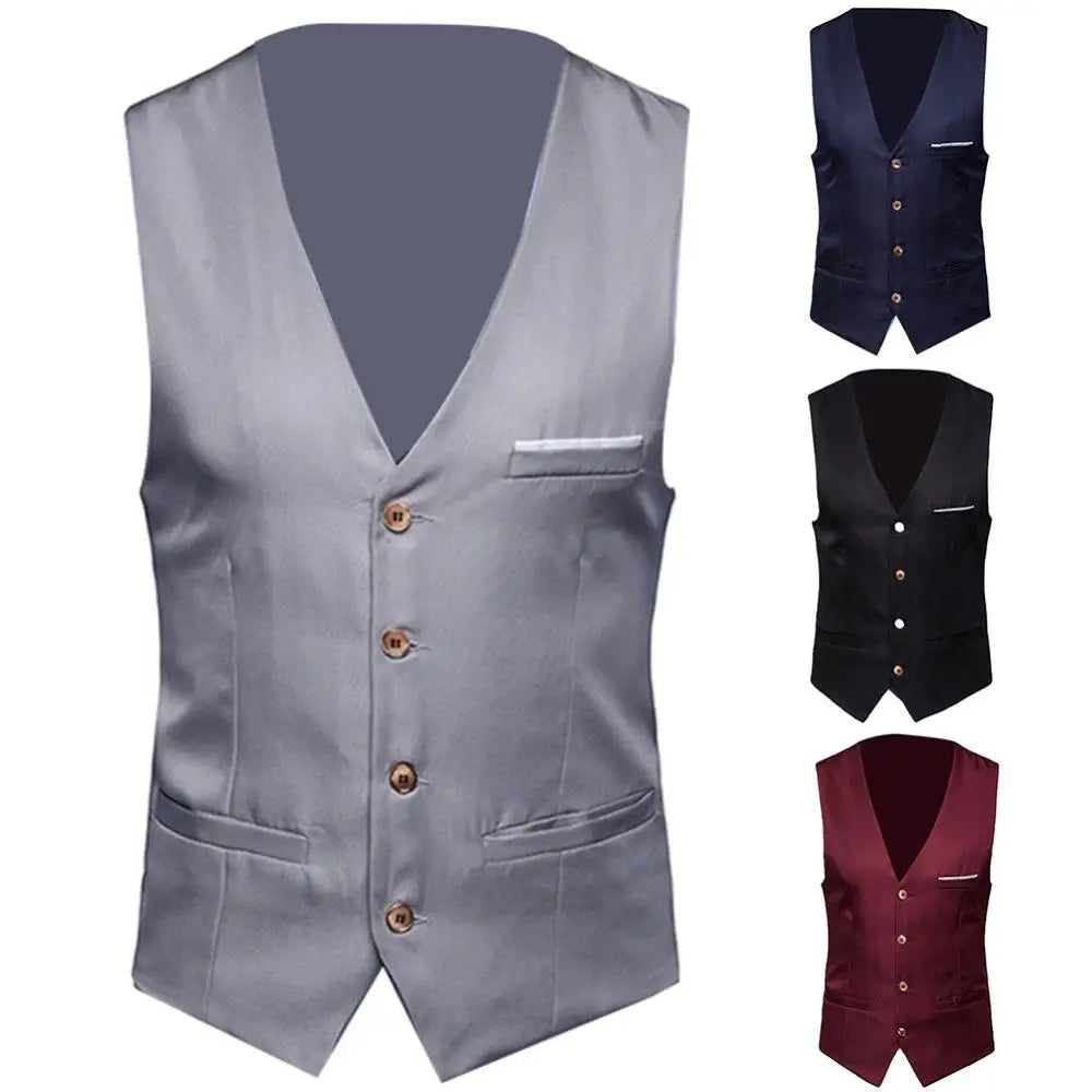 Kids Formal Vest Waistcoat — Single-Breasted Solid Color Boys 4-14Y - photo 6