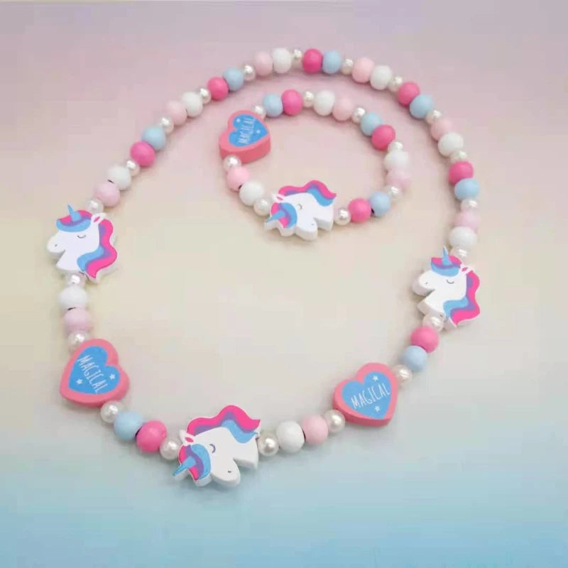 Wooden Unicorn Necklace Bracelet - Cartoon Animal Charms Kids - photo 15