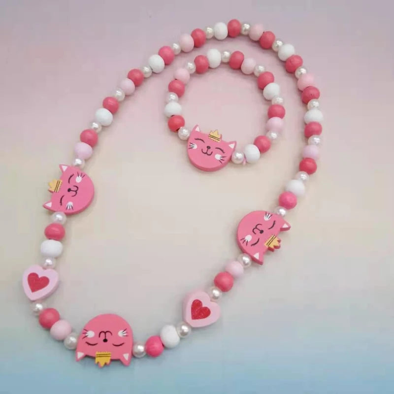 Wooden Unicorn Necklace Bracelet - Cartoon Animal Charms Kids - photo 20