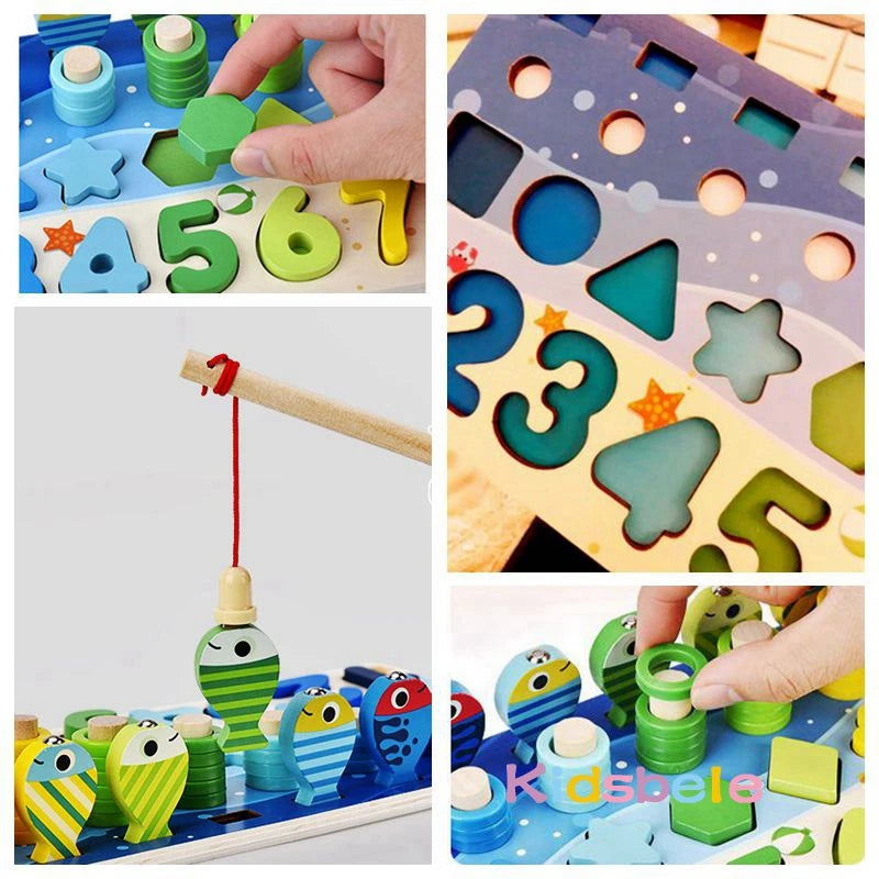 Wooden math numbers counting puzzle board - photo 5