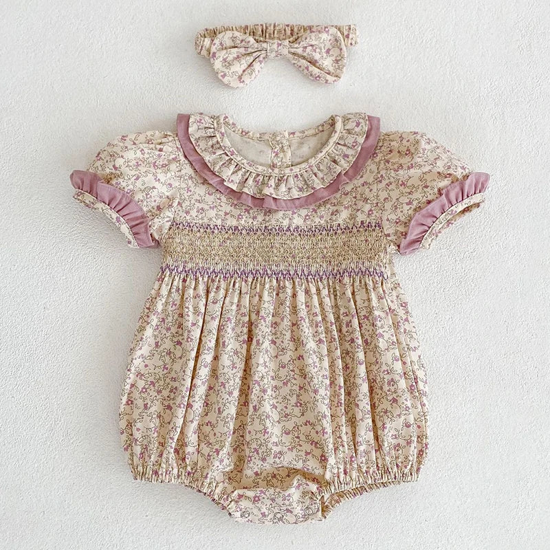 Floral Lace Cotton Baby Romper - Kindle Kids ABC - view 3