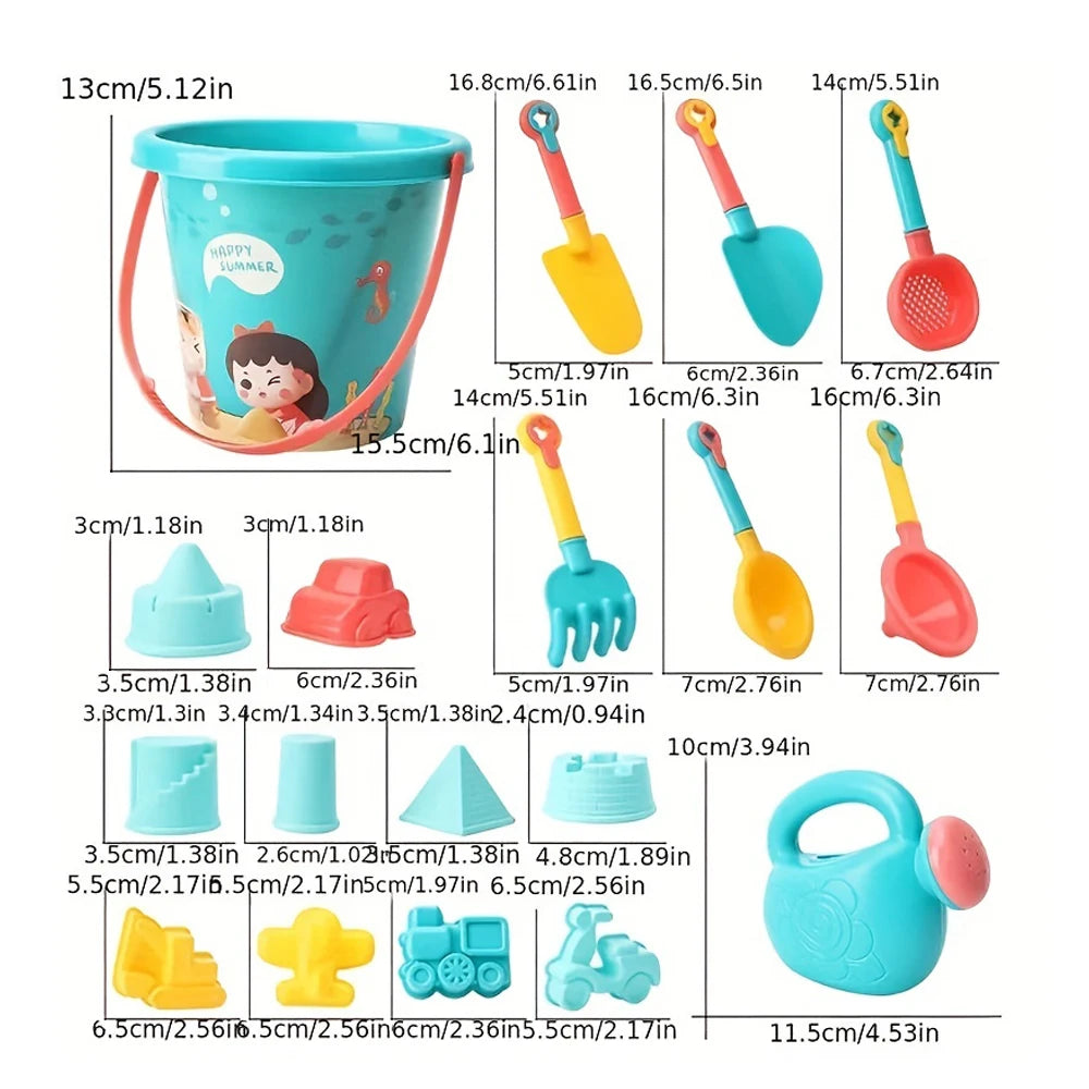 18-Piece Beach Sand Toy Set — Bucket, Spade, Moulds & Watering Can | 3Y+ - photo 3