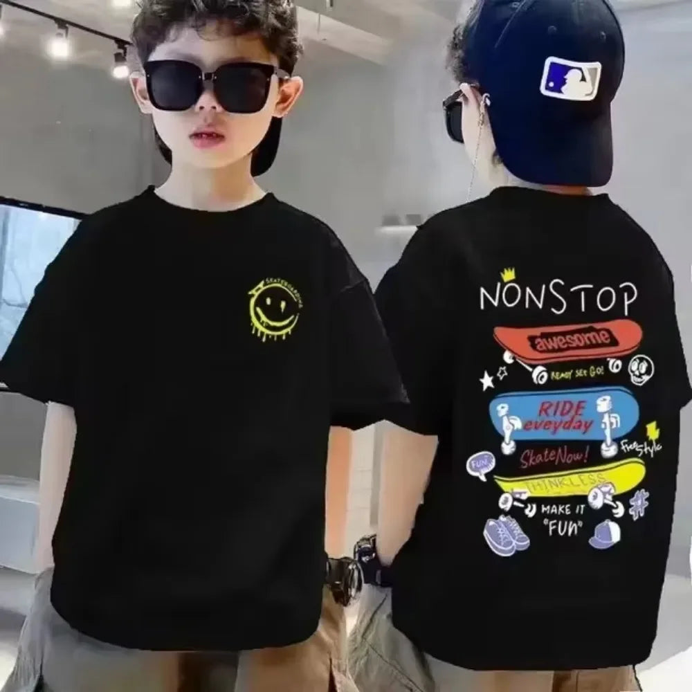 Kids Cotton Graffiti Print T-Shirt - photo 15