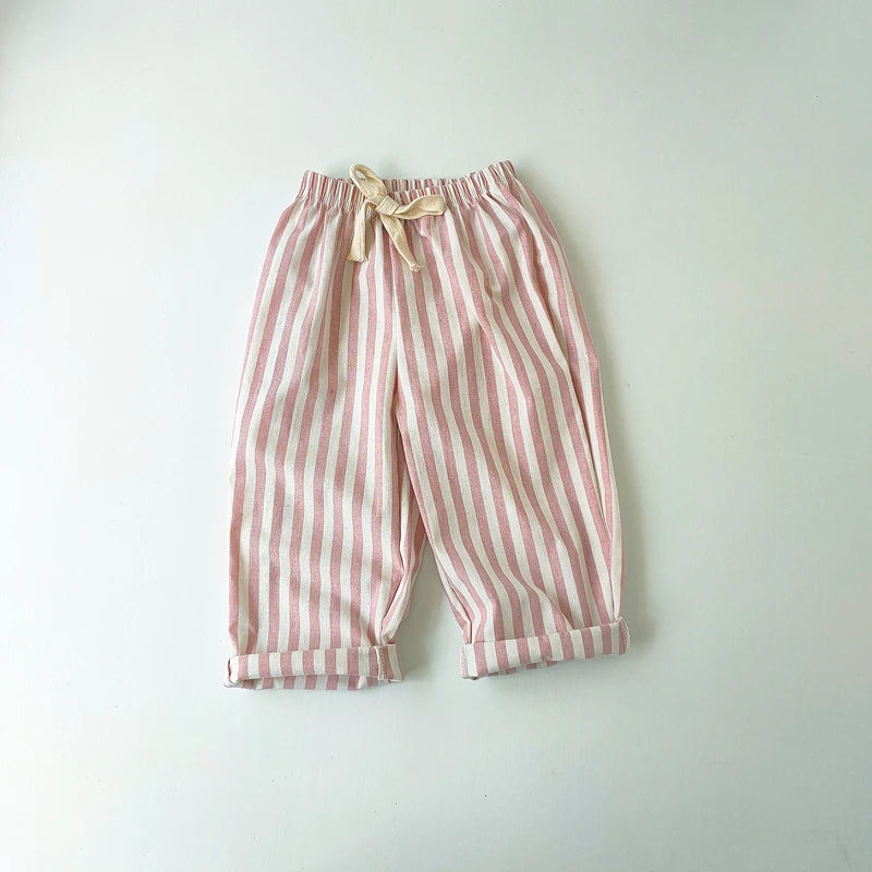 Kids Cotton-Linen Striped Shorts Trousers Summer - photo 13