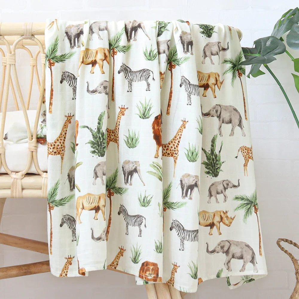 Soft Bamboo Cotton Muslin Baby Blanket - Kindle Kids ABC - view 2