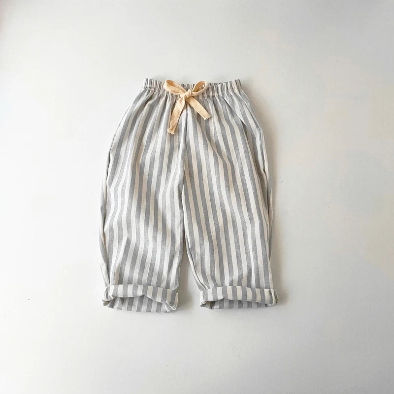 Kids Cotton-Linen Striped Shorts Trousers Summer - photo 7