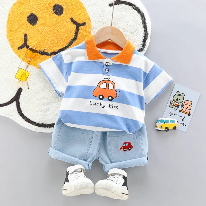 Boys' Polo Shirt & Denim Shorts Set – 2-Piece Summer Outfit - photo 5