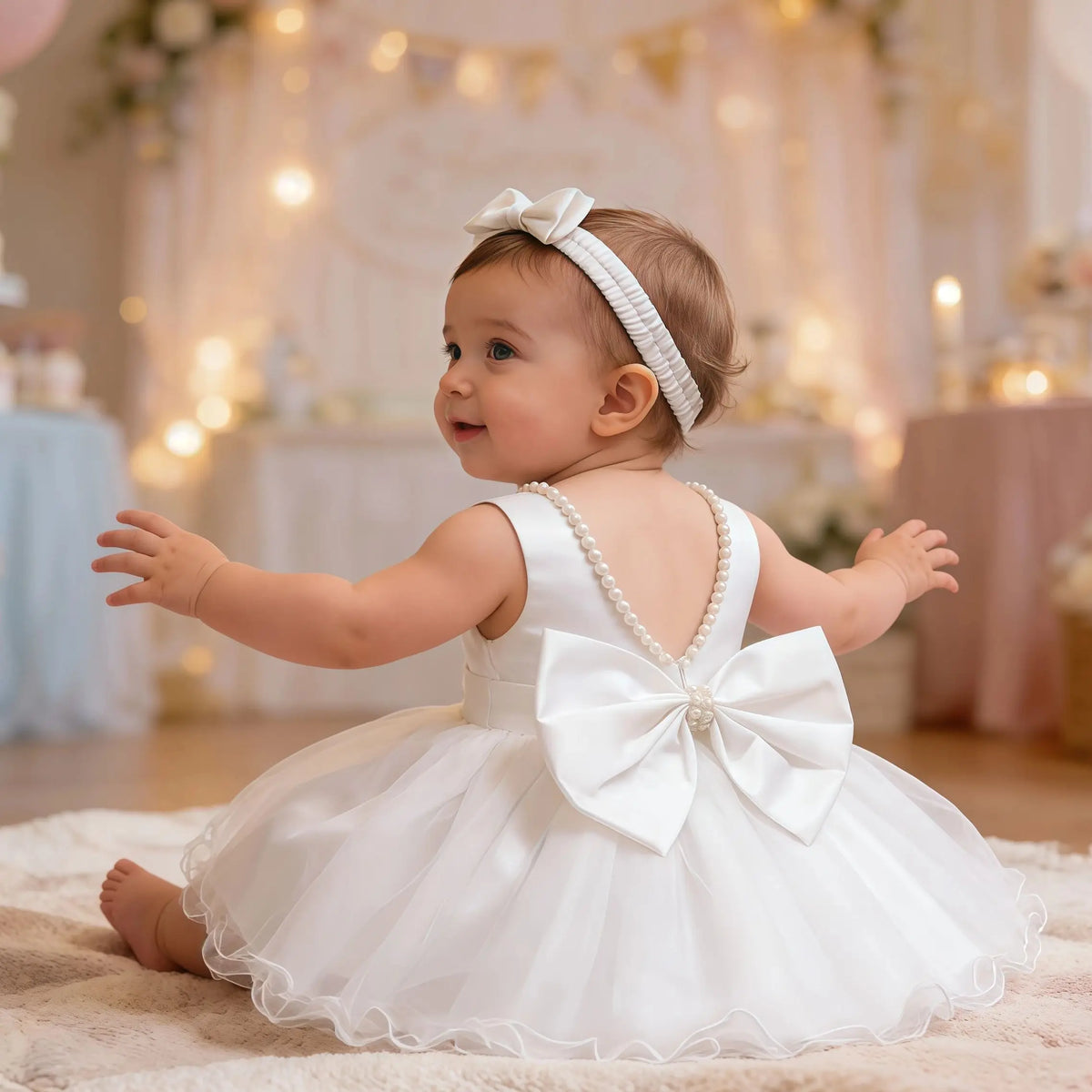 Baby Christening Princess Dress — Pearl Bodice & Tulle | 3M–2T - photo 1