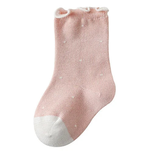 Girls Cotton Socks — Dot & Solid Princess Socks Set | 6M–12Y