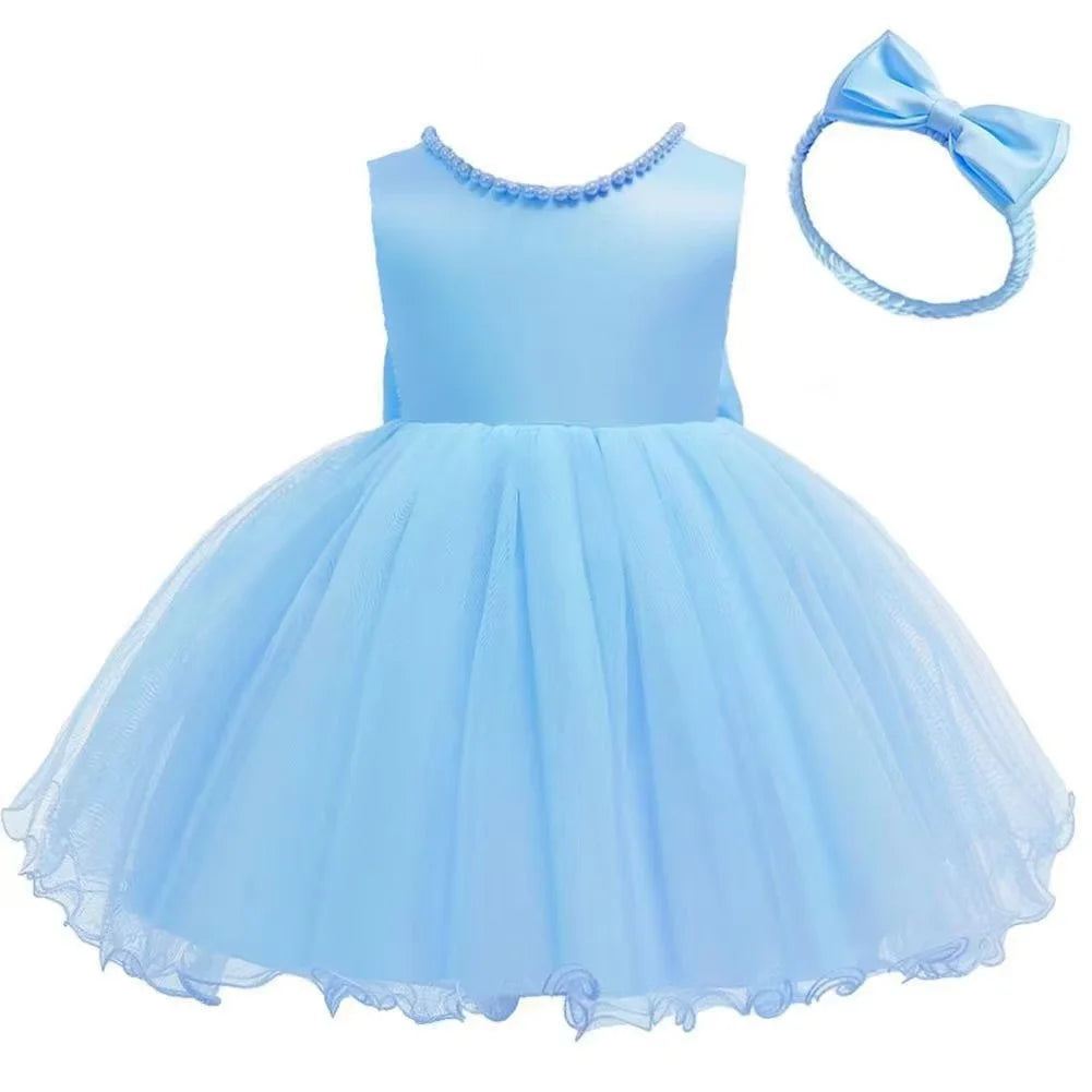 Girls' Beaded Backless Bow Dress with Headband - Kindle Kids ABC - view 4