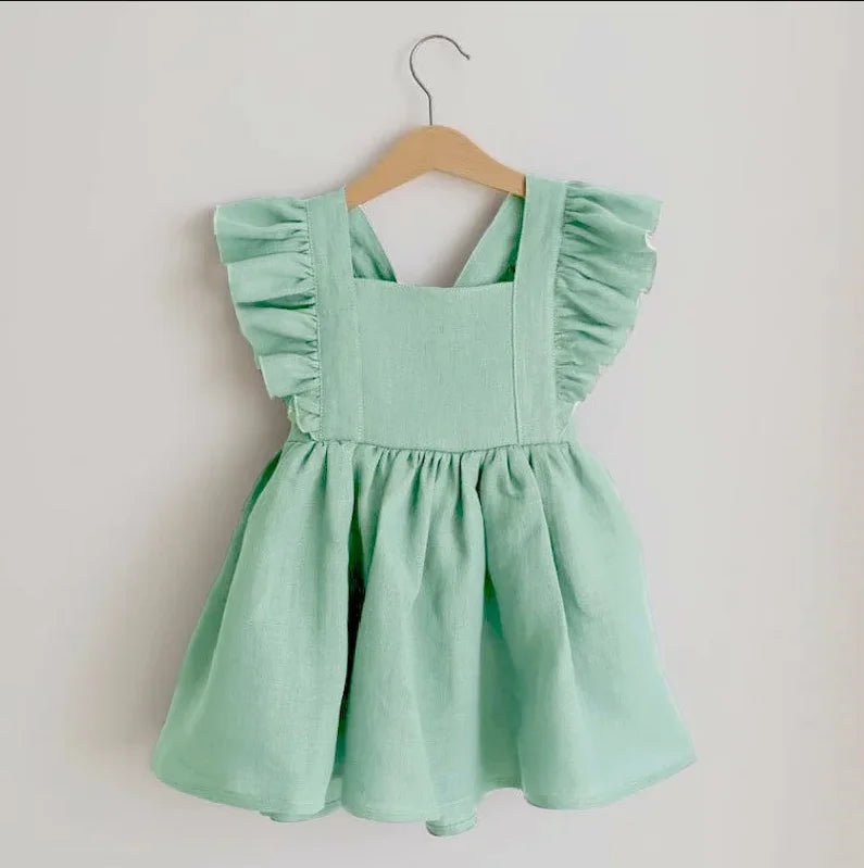 Toddler Girls Linen Cotton Dress | Pink Summer - photo 4