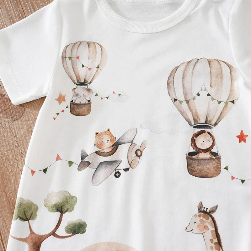 Cartoon Animal Print Cotton Baby Romper - Kindle Kids ABC - view 4