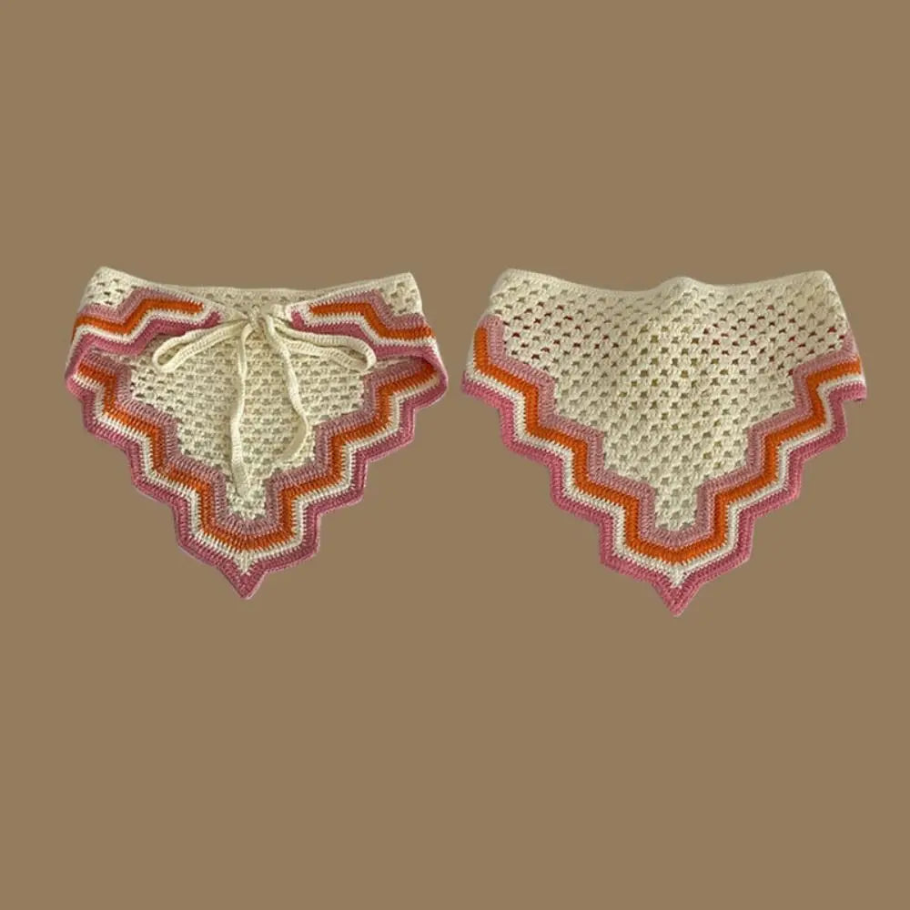 Knit Crochet Triangle Headband — Floral Handmade Scarf | 1–4Y