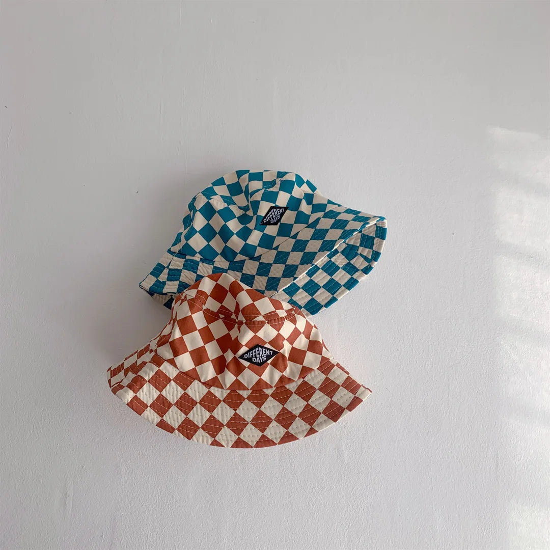 Kids checkerboard bucket sun hat for boys and girls