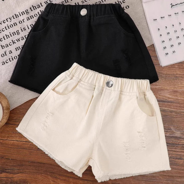 Girls Black White Cotton Shorts Soft Elastic Loose - photo 1