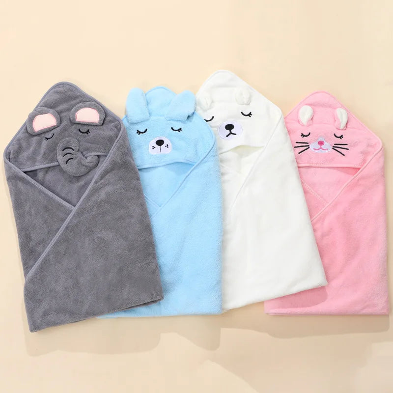Hooded baby bath towel soft cartoon newborn wrap