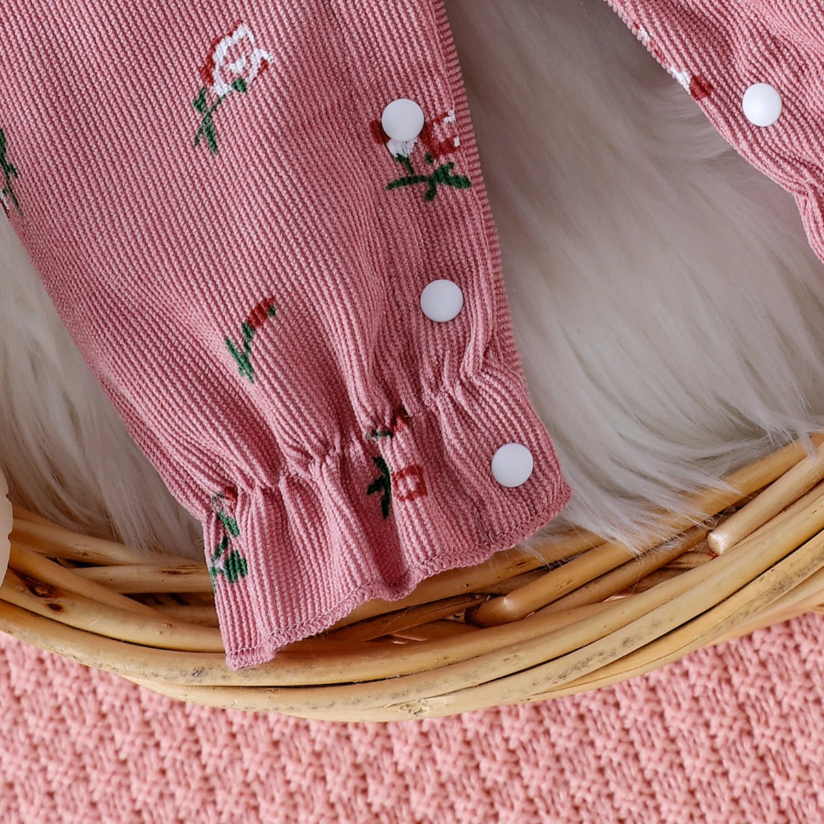 Floral bow cotton romper set with headband, infant girl outfit - Kindle Kids ABC - view 6