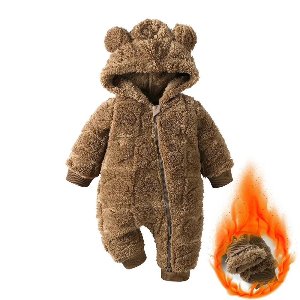 baby hooded flannel romper warm winter jumpsuit - photo 6