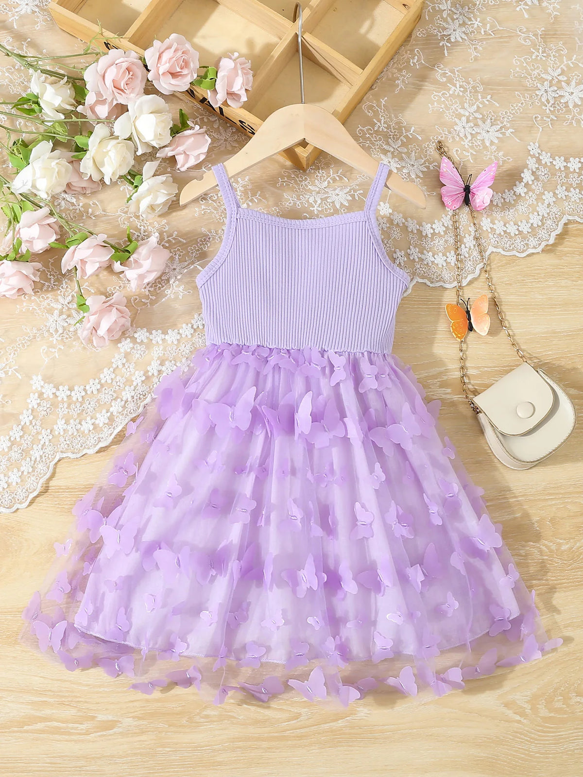 Girls' Butterfly Mesh Cami Dress - Kindle Kids ABC