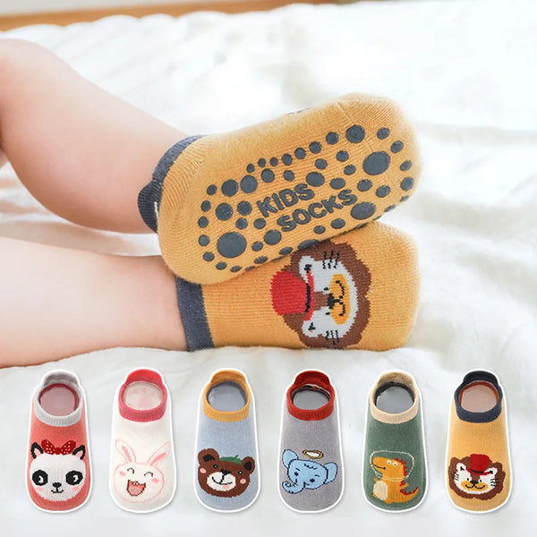 Kids cotton socks 6 pairs cute animal non-slip