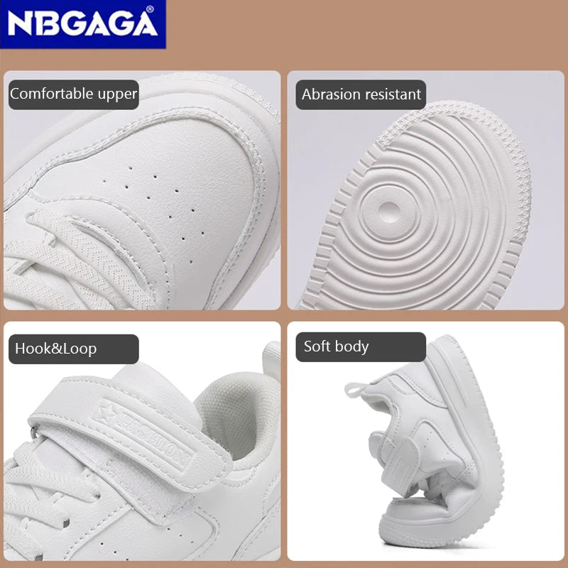 Kids Casual Sport Sneakers — Black Leather Non-Slip | 7–13Y - photo 2