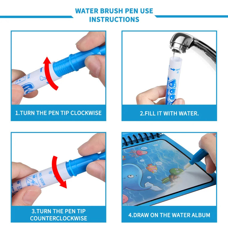Magic Water Drawing Book - Reusable Mess-Free Colouring - photo 4