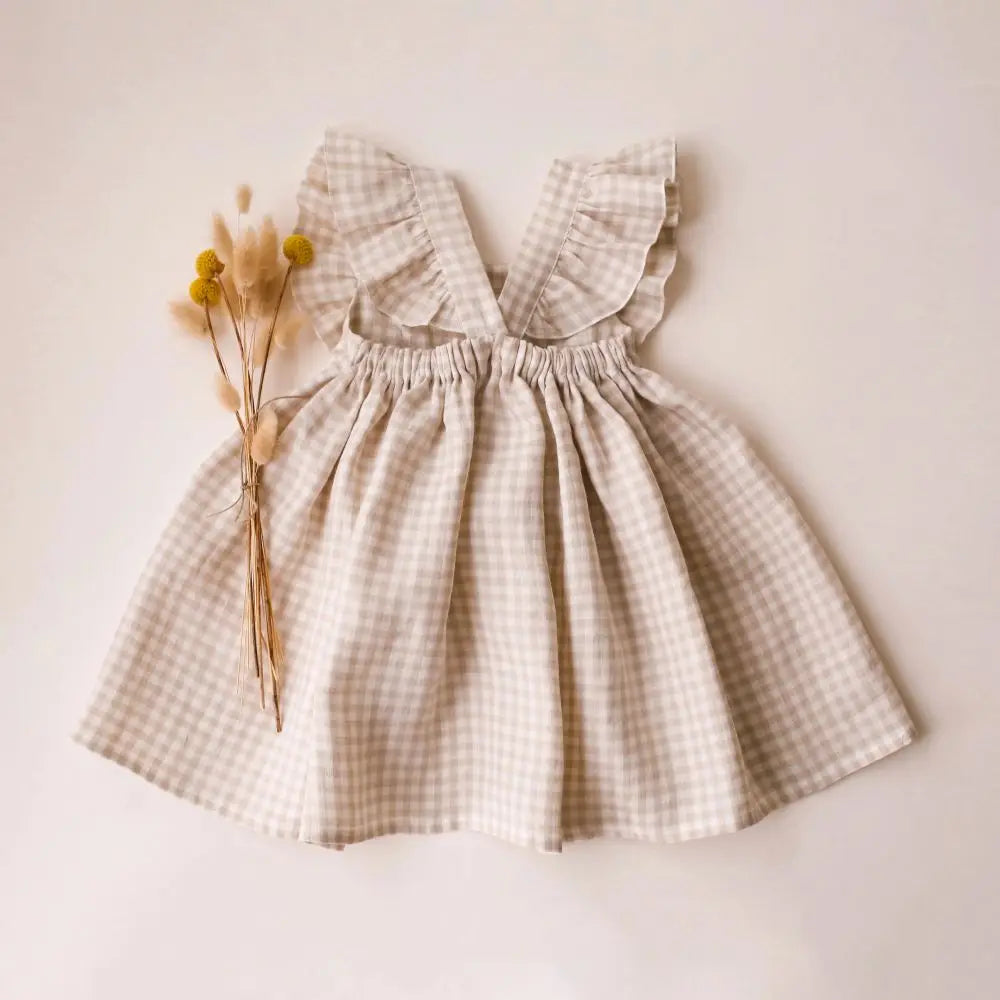 Toddler Girls Linen Cotton Dress | Pink Summer - photo 2