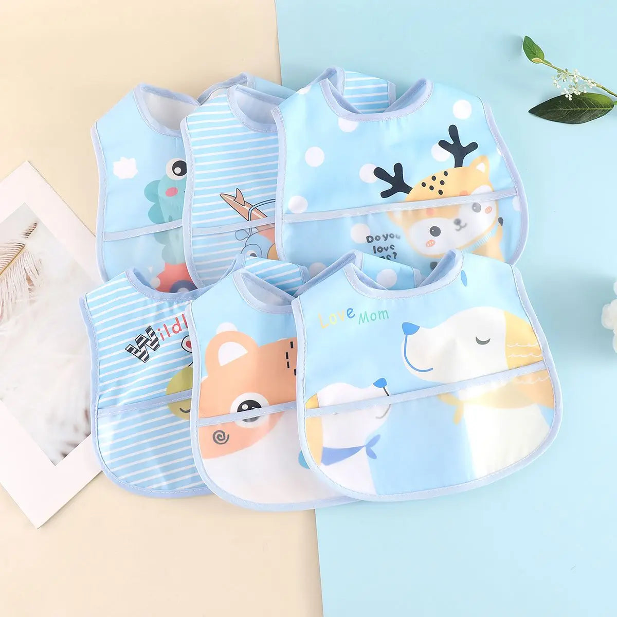 Baby Cartoon Animal Bibs – 3pcs/5pcs Waterproof Set | 0–3Y - photo 14