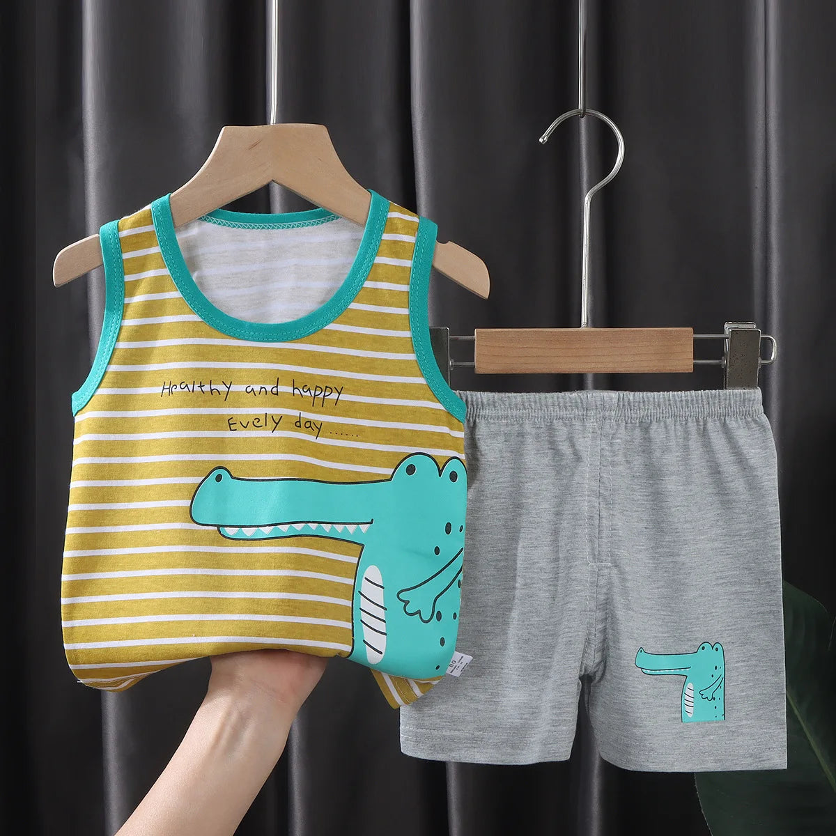 Kids summer sleeveless cotton vest and shorts set, ages 9M-8Y - photo 10