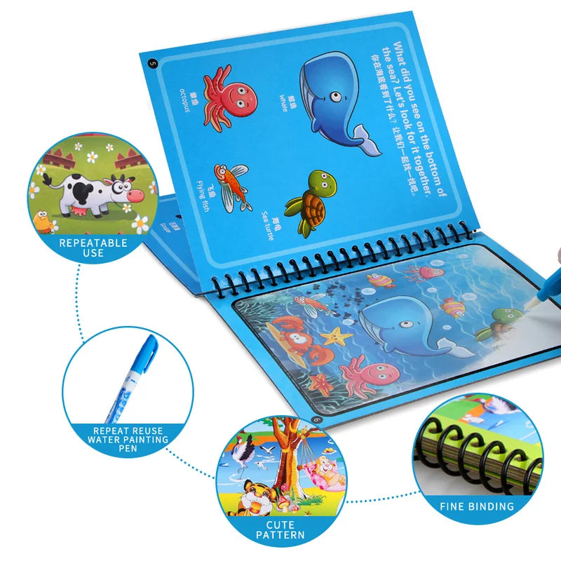 Magic water drawing book reusable mess-free coloring