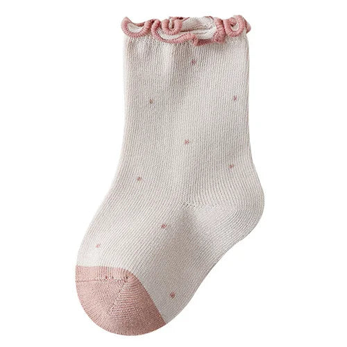 Girls Cotton Socks — Dot & Solid Princess Socks Set | 6M–12Y
