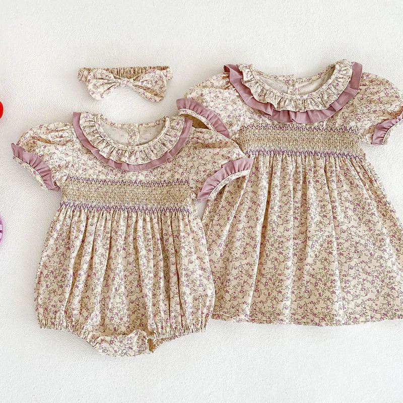 Floral Lace Cotton Baby Romper - Kindle Kids ABC - view 4