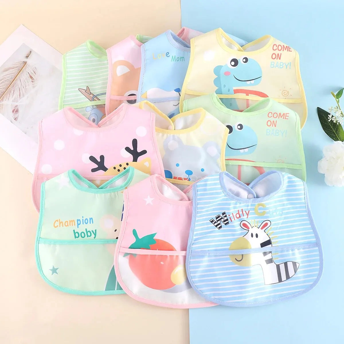 Baby Cartoon Animal Bibs – 3pcs/5pcs Waterproof Set | 0–3Y - photo 13