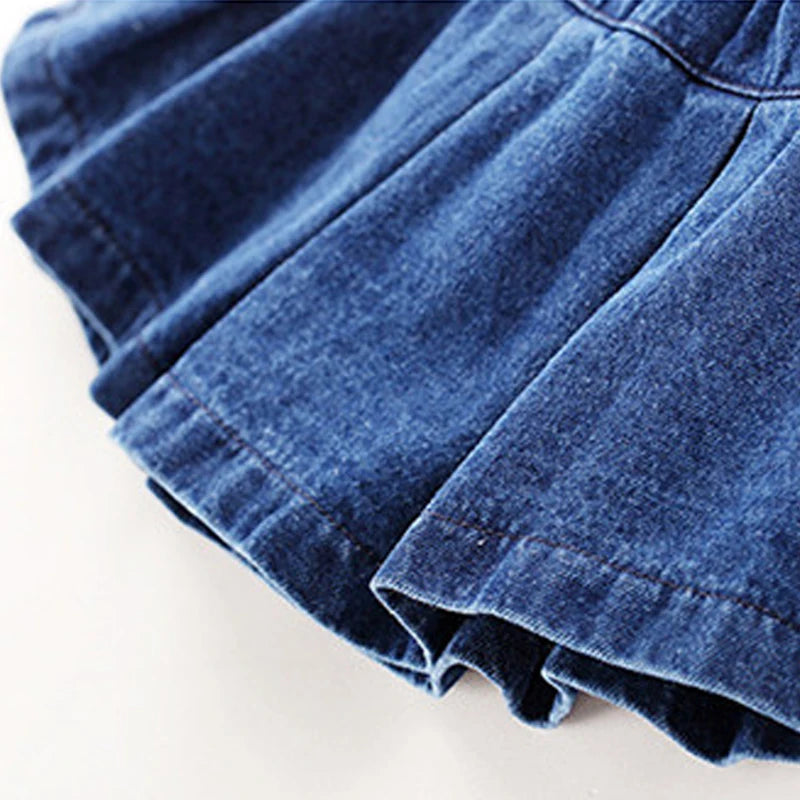 Girls Denim Short Skirt — Classic Stitched Summer Casual 3-10Y