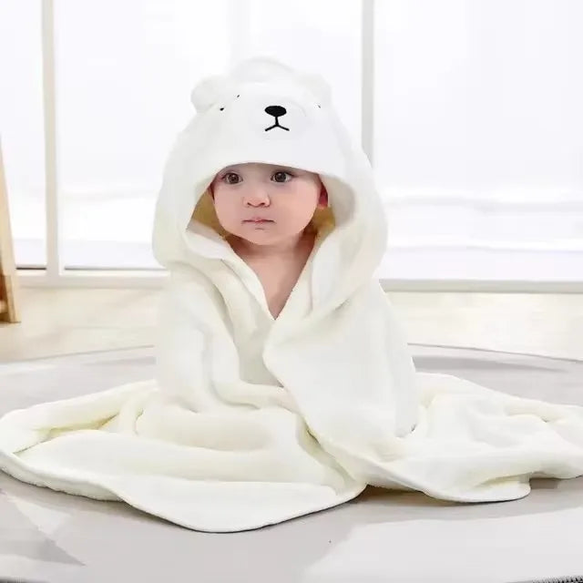 Hooded Baby Bath Towel — Soft Cartoon Newborn Bathrobe Wrap - photo 8